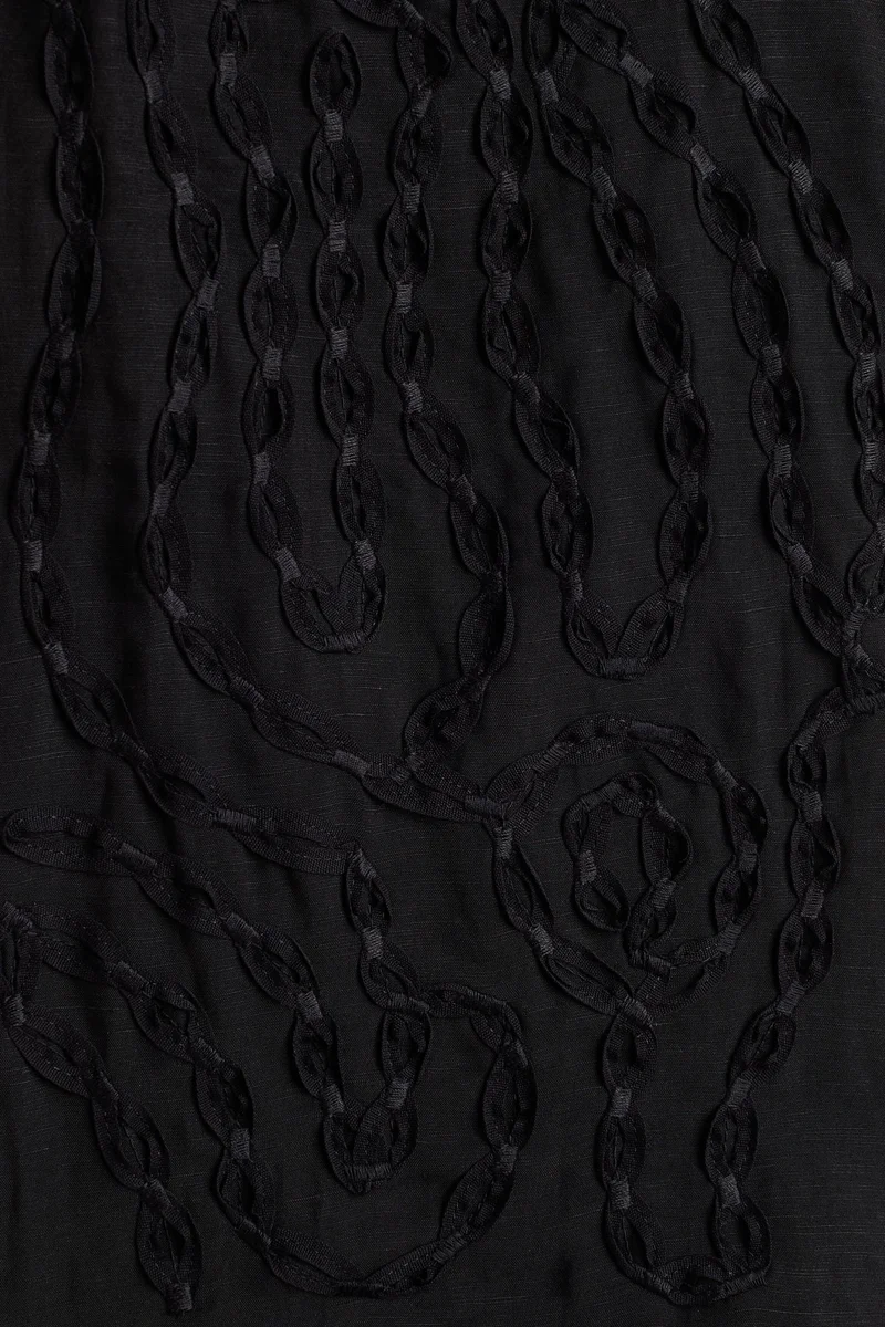 اتش اند ام بلوزة مطرزة من مزيج الكتان